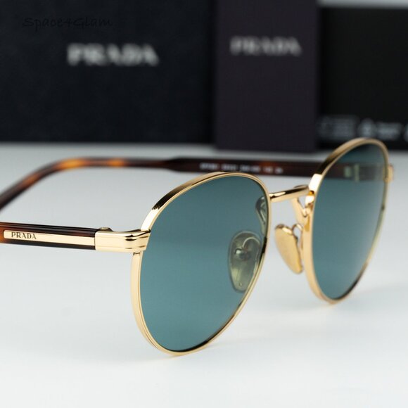 Prada Women Sunglasses Gold Lago Round PRB51S 5AK40K NEW AUTHENTIC main image 6